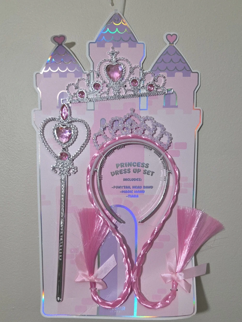 Danbar- Princess Dress Up Set - Pink Tiara, Wand & Hair Accessories
